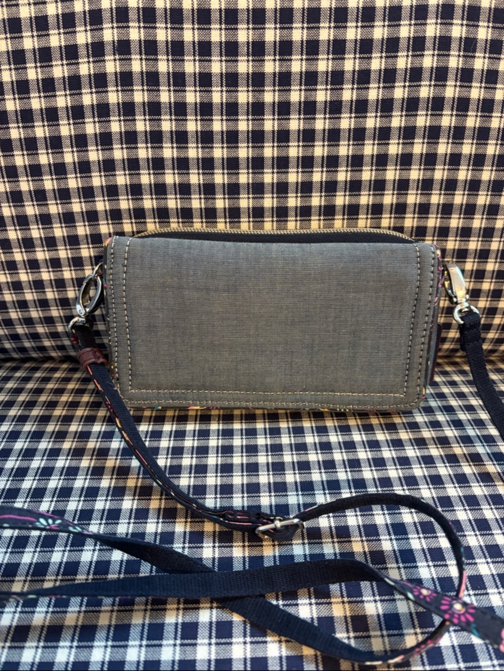 Vera Bradley blue chambray Crossbody Wristlet RFID